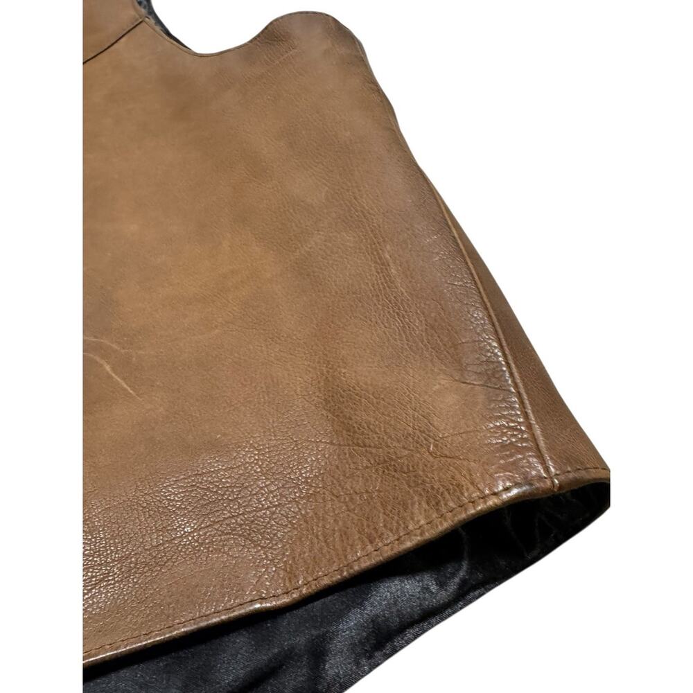 Tribe America Leather Vest Mens Size 46 Brown Buffalo Nickel Snaps Lined USA - Picture 7 of 14